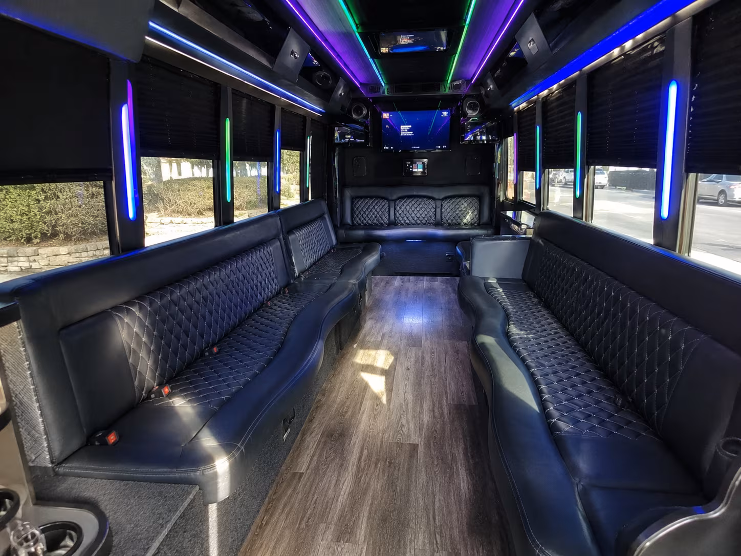 san angelo 15 passenger party bus interior