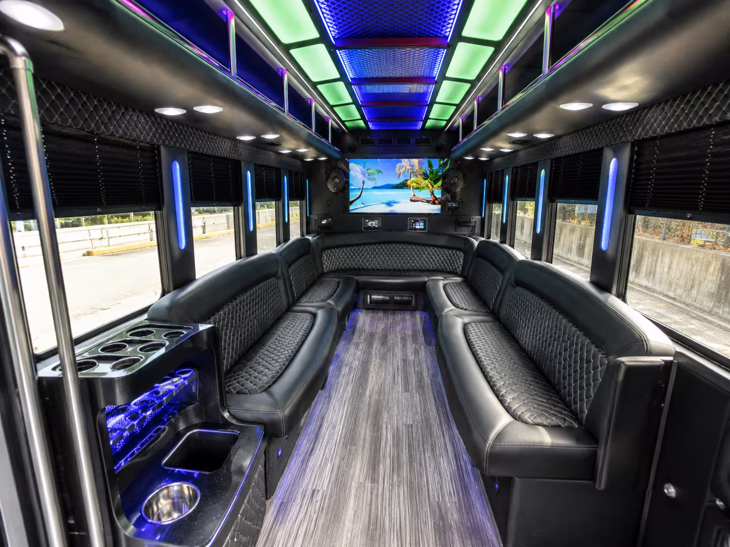 san angelo 18 passenger party bus inside