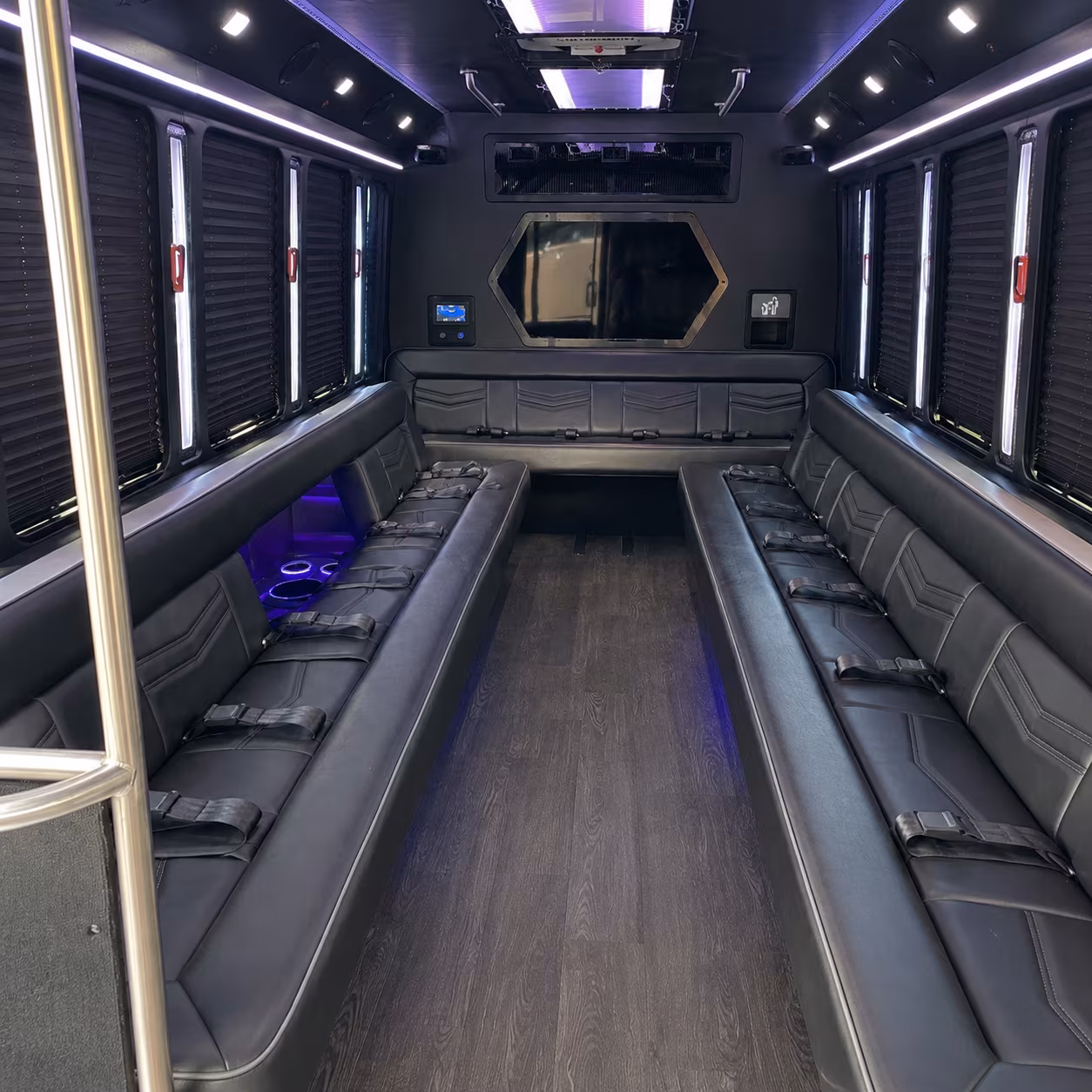 san angelo 18 passenger party bus interior