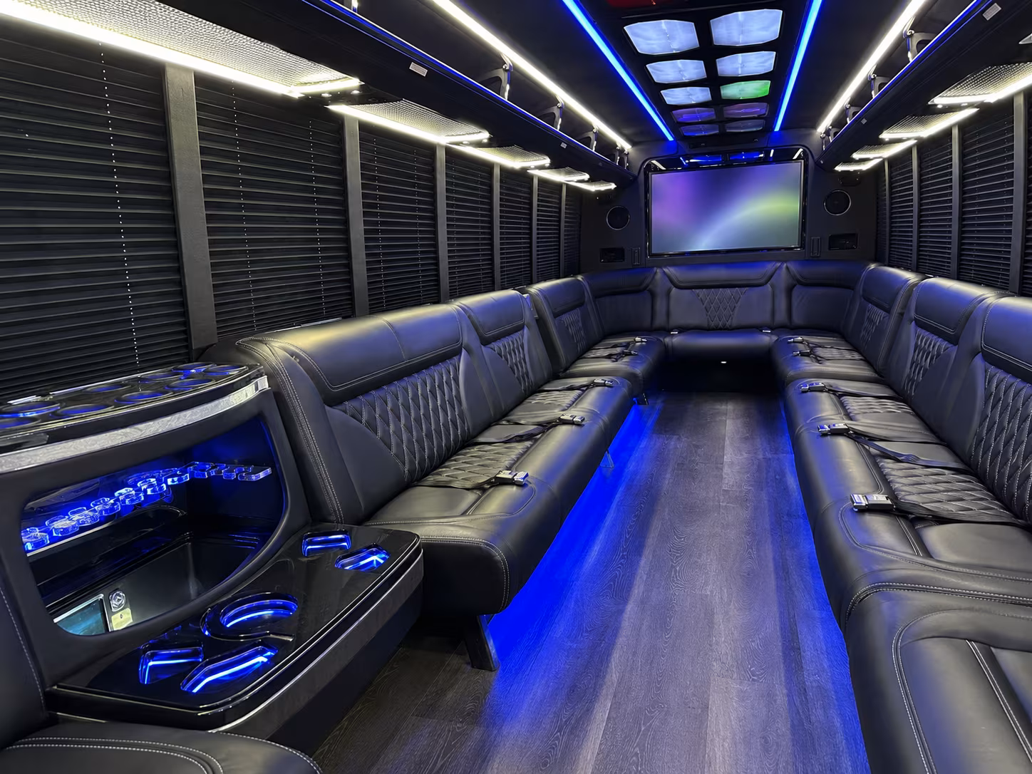 san angelo 20 passenger party bus inside
