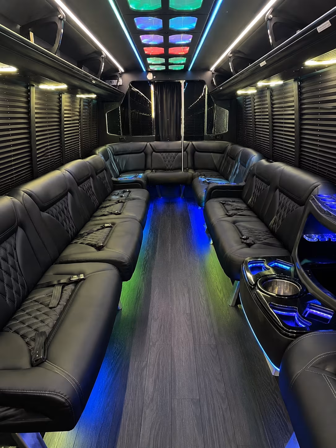 san angelo 20 passenger party bus interior
