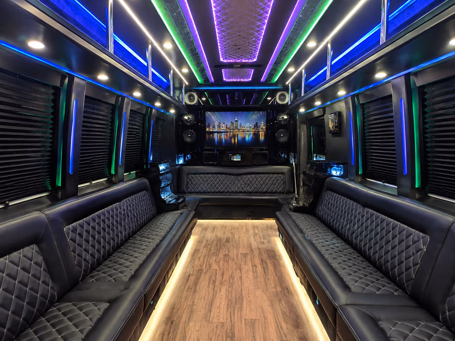 san angelo 25 passenger party bus interior