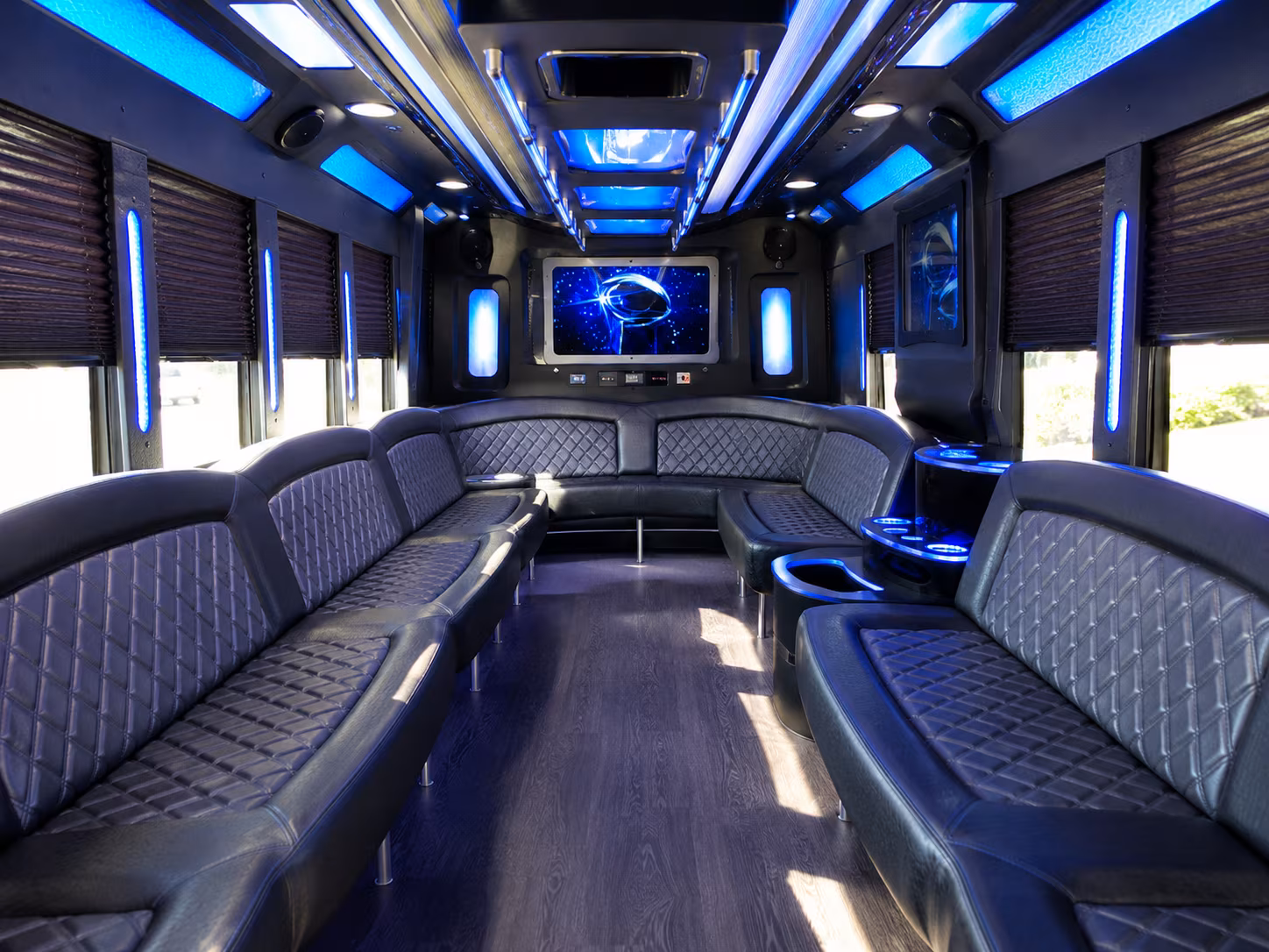 san angelo 28 passenger party bus inside