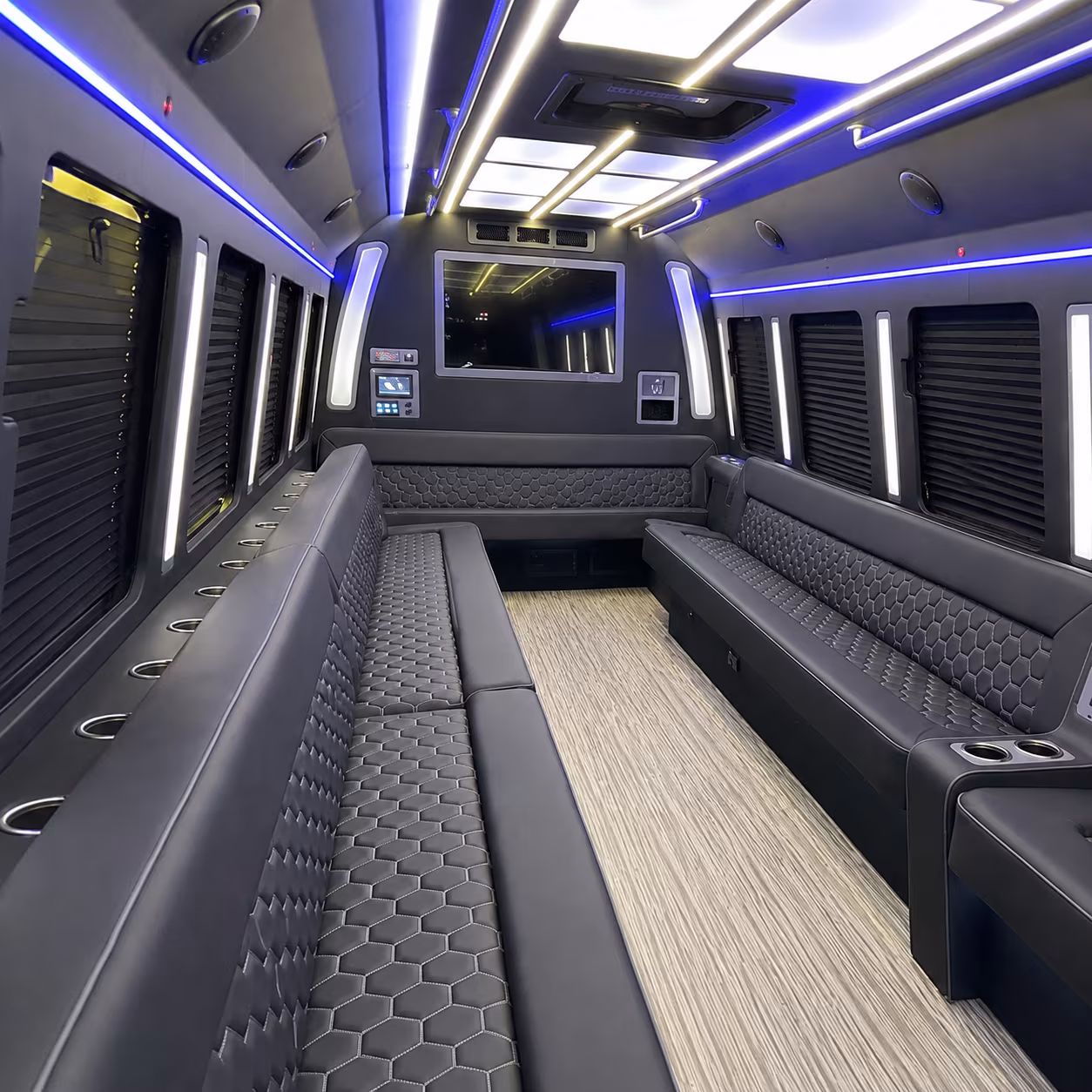 san angelo 40 passenger party bus inside