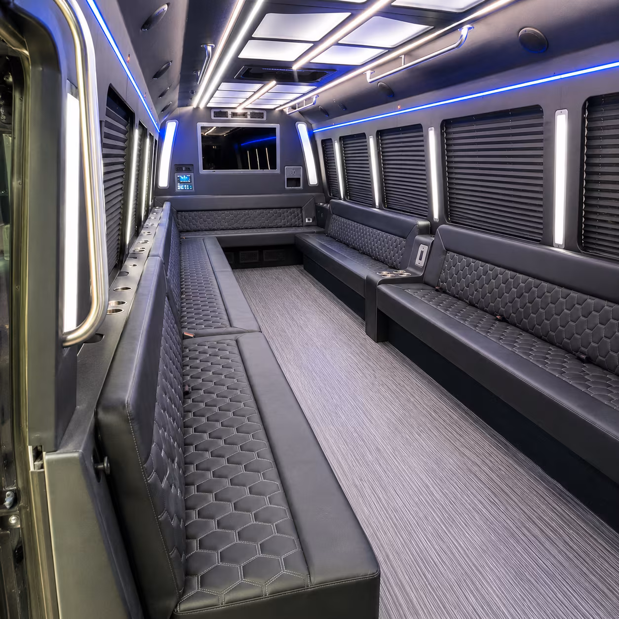 san angelo 40 passenger party bus interior