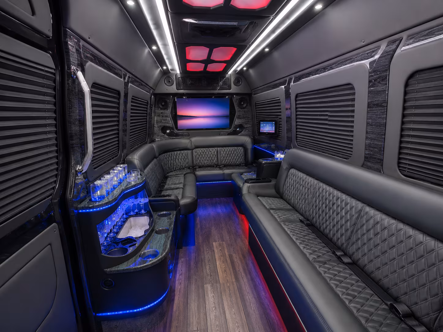 san angelo 50 passenger party bus inside