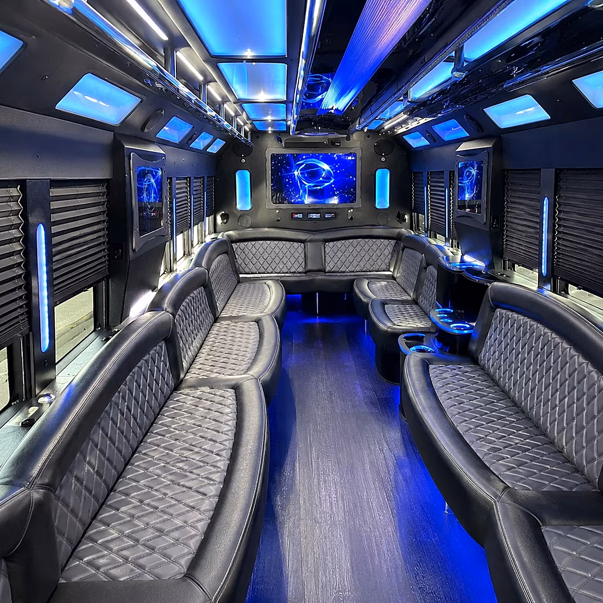 san angelo 50 passenger party bus interior